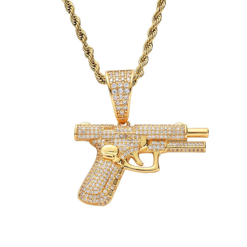 Crystal pistol pendant necklace