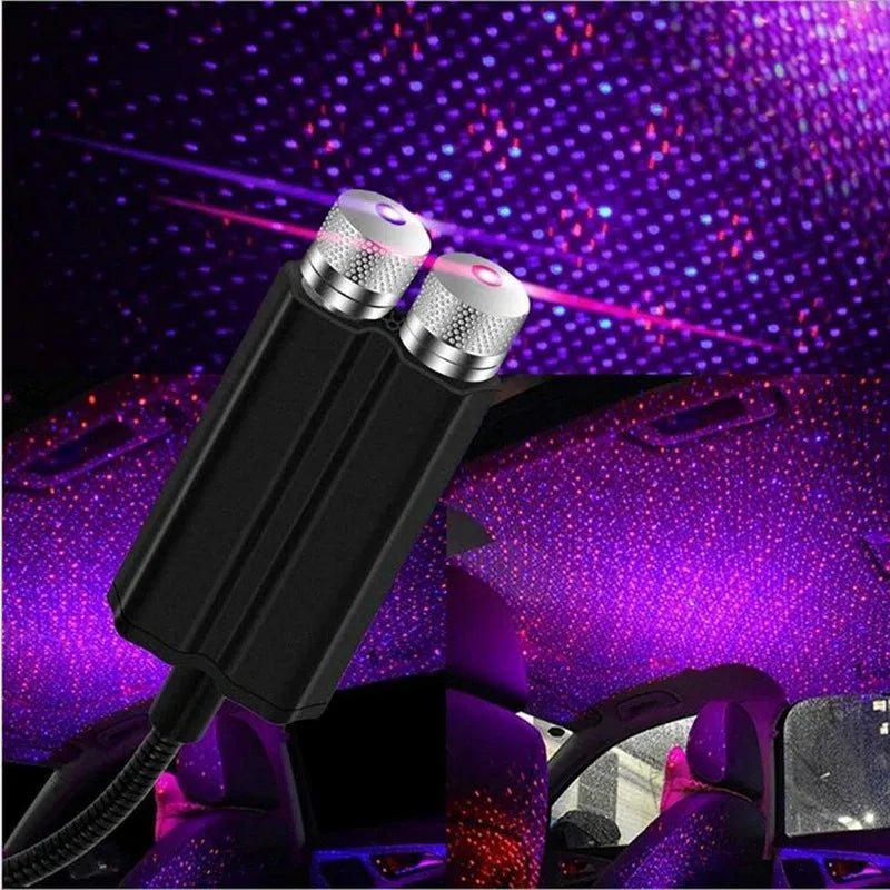USB car roof starlight projector casting points of light