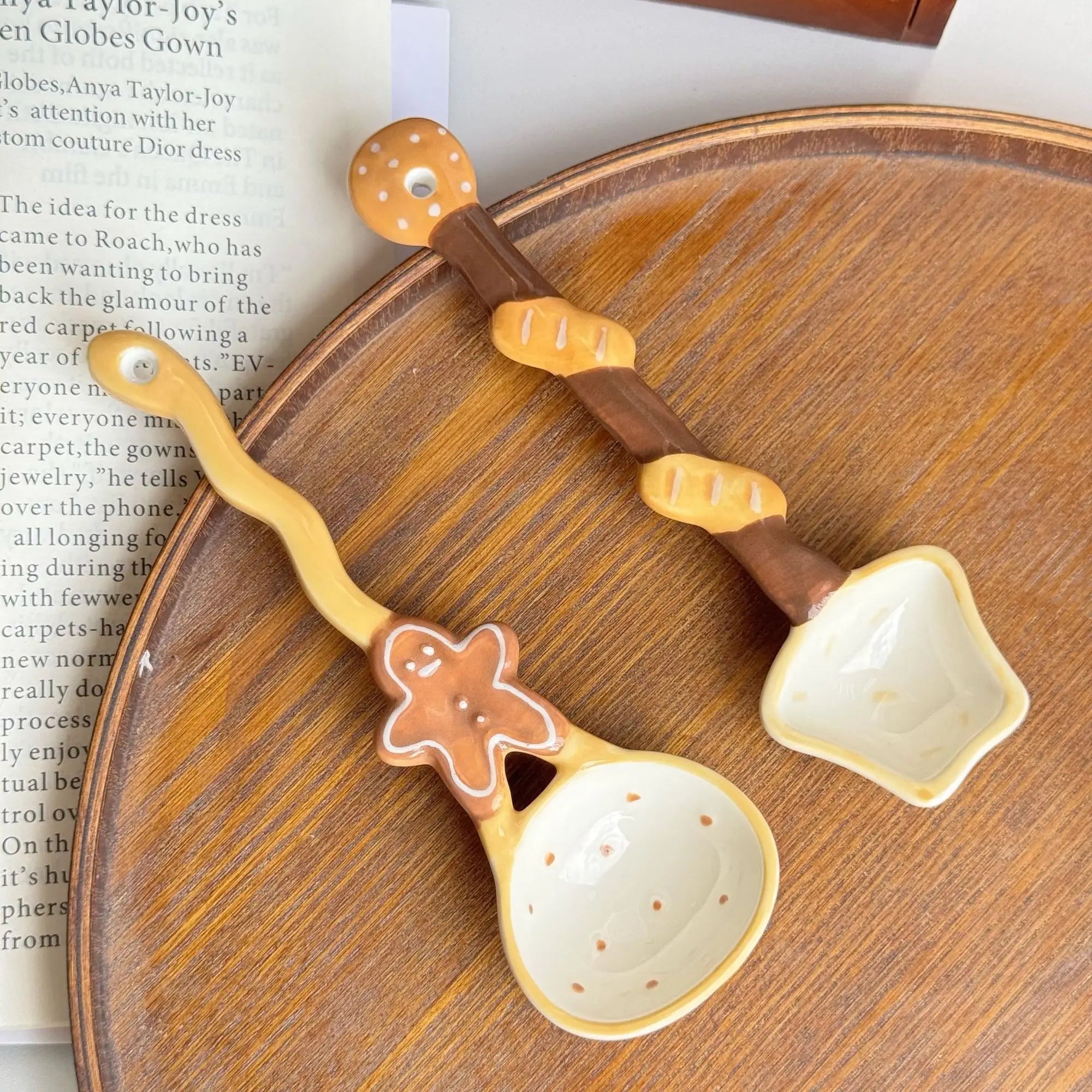 Ceramic Long-Handled Spoon — Bread & Biscuit Design — product image 12