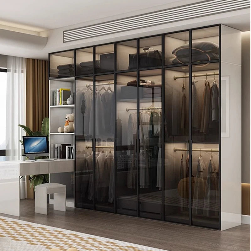 Modern Glass & Wood Wardrobe — Bedroom Clothes Closet — product image 3