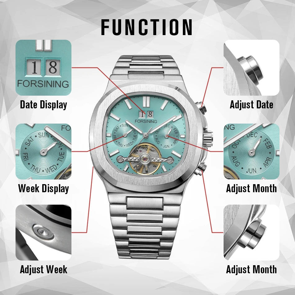 Forsining Military Automatic Watch — Skeleton Dial, Day & Date — product image 5