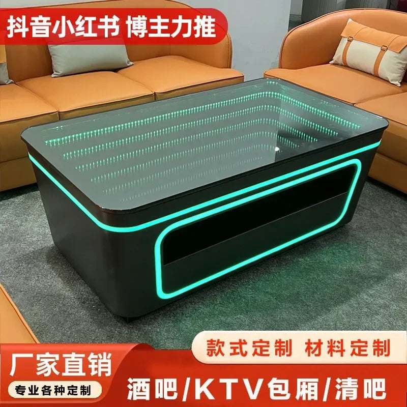 Luminous Abyss Coffee Table — Stainless Steel & Wood — product image 7