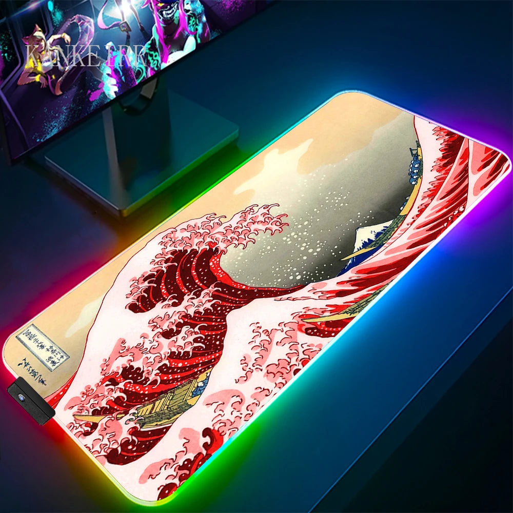 The Great Wave off Kanagawa RGB Gaming Mouse Pad Desk Mat LED Light Mousepad Artistic Computer Carpet — product image 16