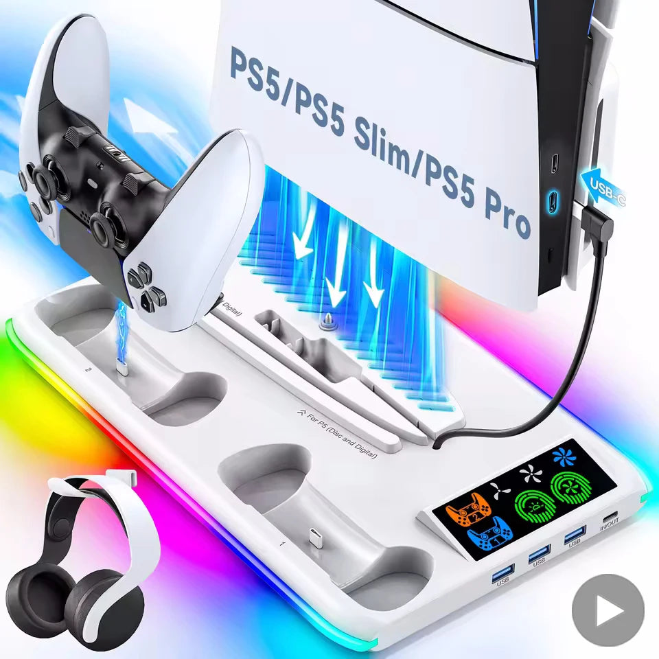 PlayStation 5 vertical stand with RGB lit cooling base