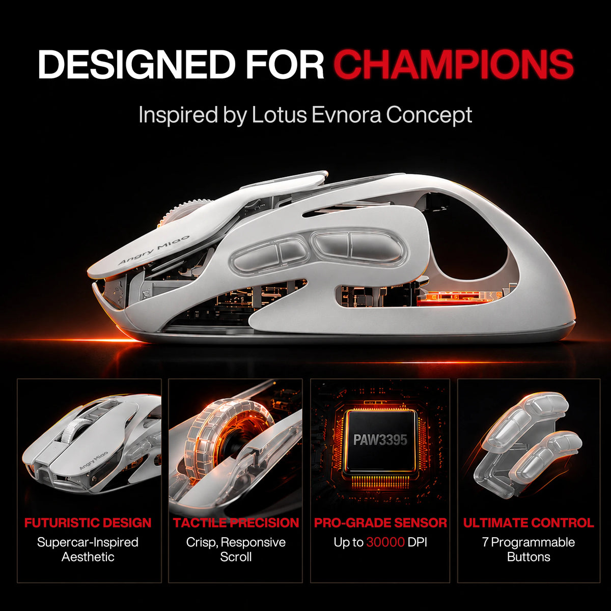 Angry Miao Infinity Wireless Gaming Mouse — PAW3950, Tri-Mode — product image 2