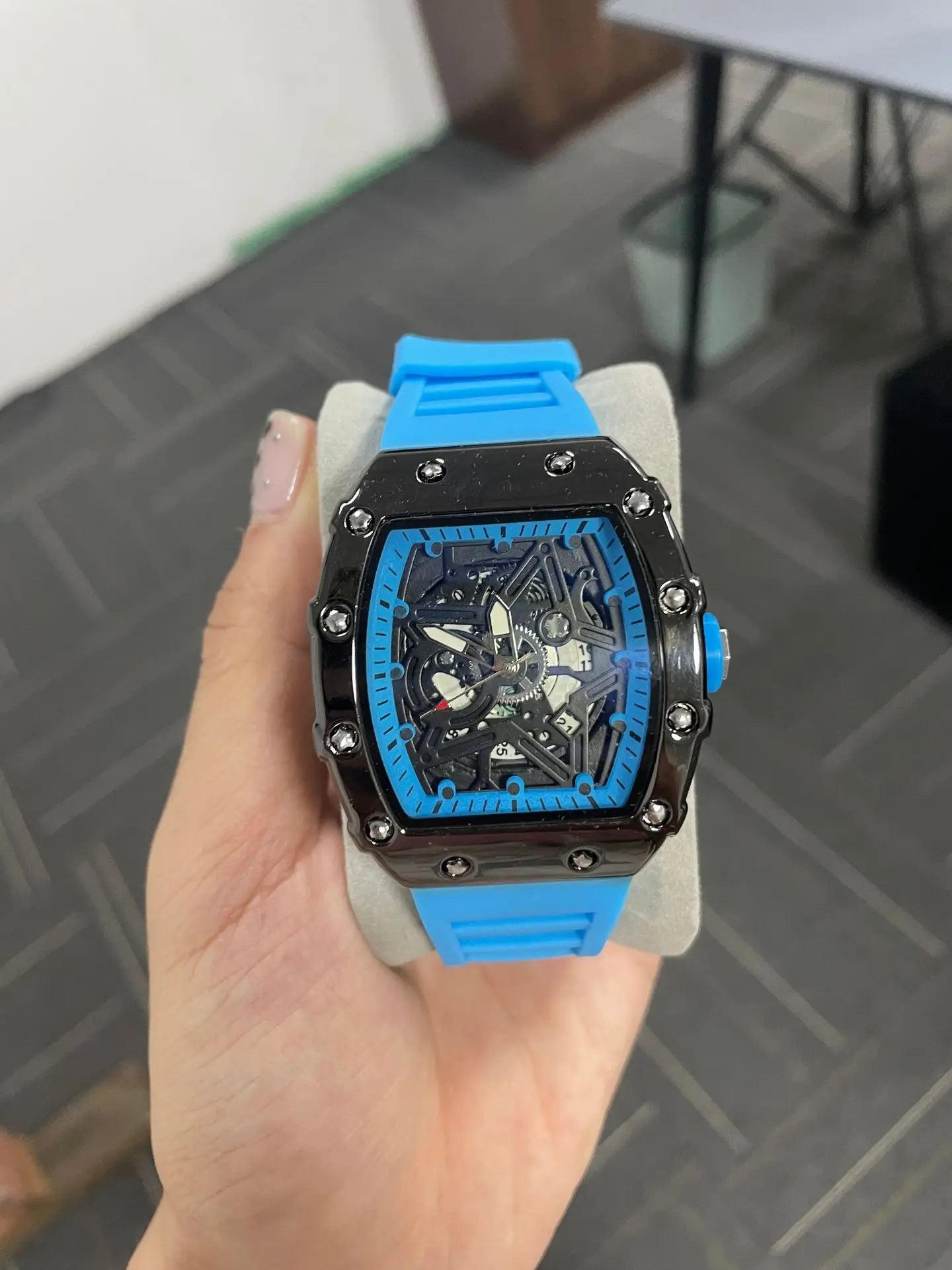 Luminous Tonneau Quartz Watch — Pentagram Dial, Silicone Strap — product image 10