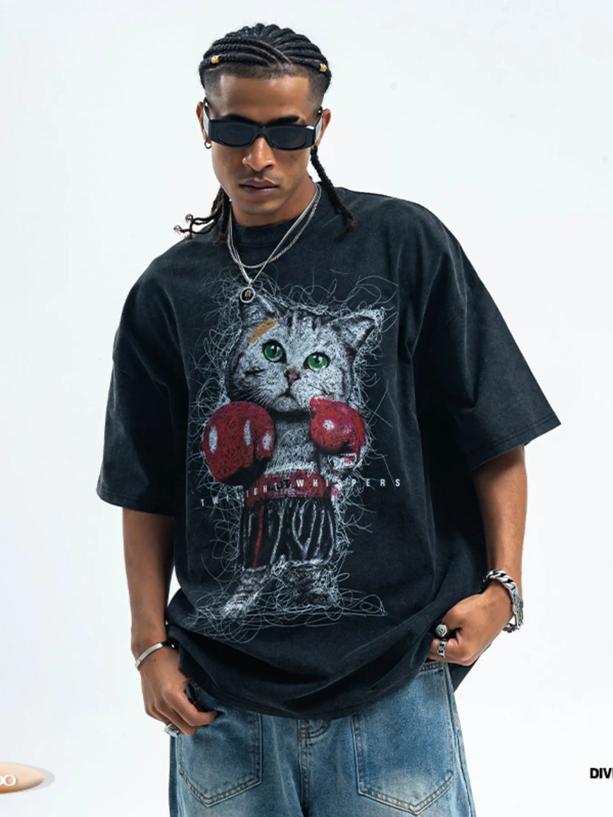 Men's Cat Graphic Vintage Wash T-Shirt — product image 7