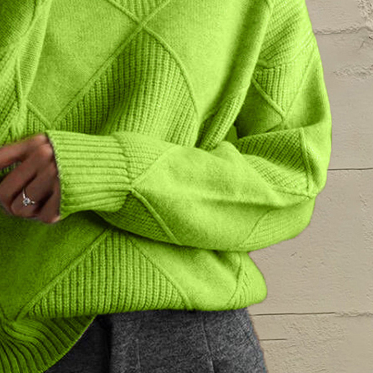 Geometric Turtleneck Long Sleeve Sweater — product image 11
