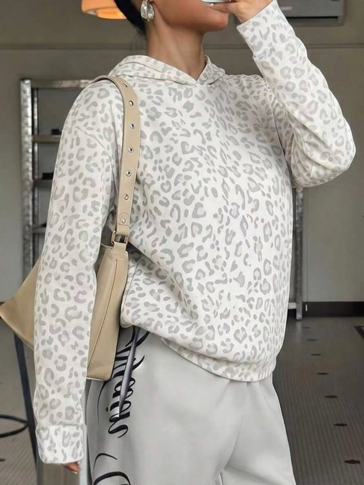 Leopard Dropped Shoulder Hoodie — product image 4