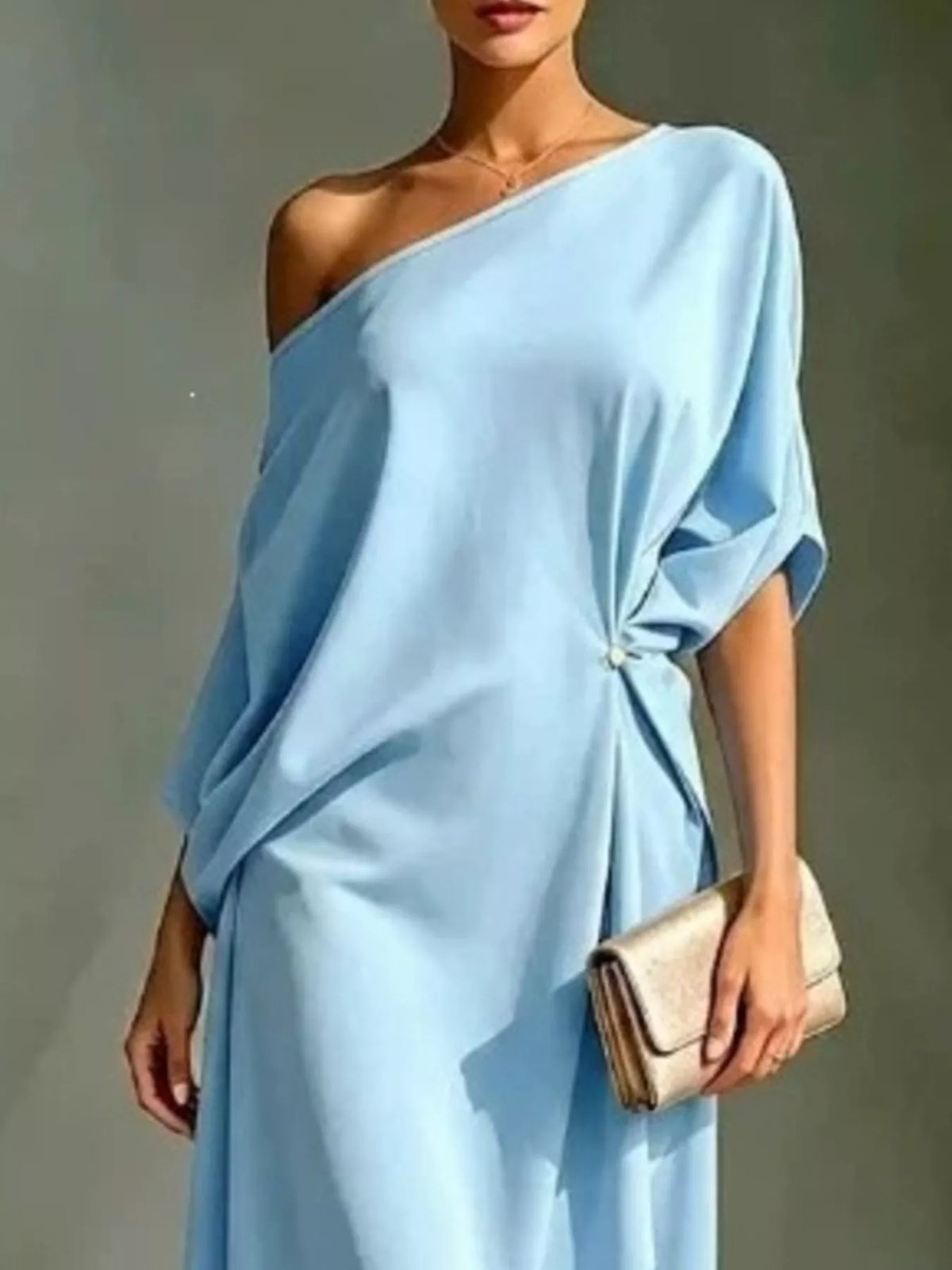 Asymmetrical One-Shoulder Drape Dress — Plus Size — product image 4