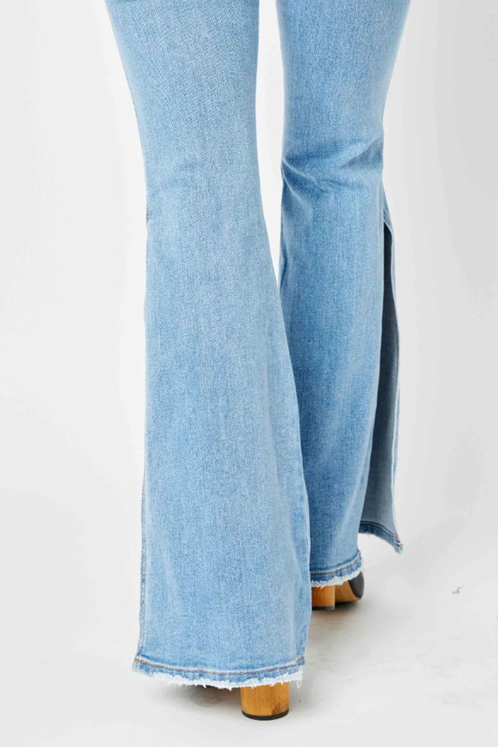 Judy Blue Mid Rise Raw Hem Slit Flare Jeans — product image 4