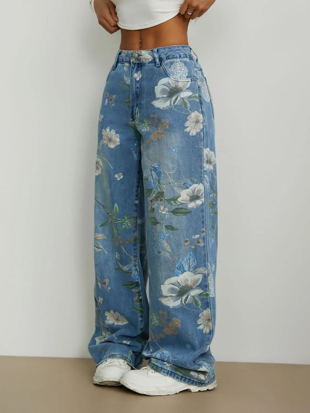 Printed Wide Leg Jeans — product image 5