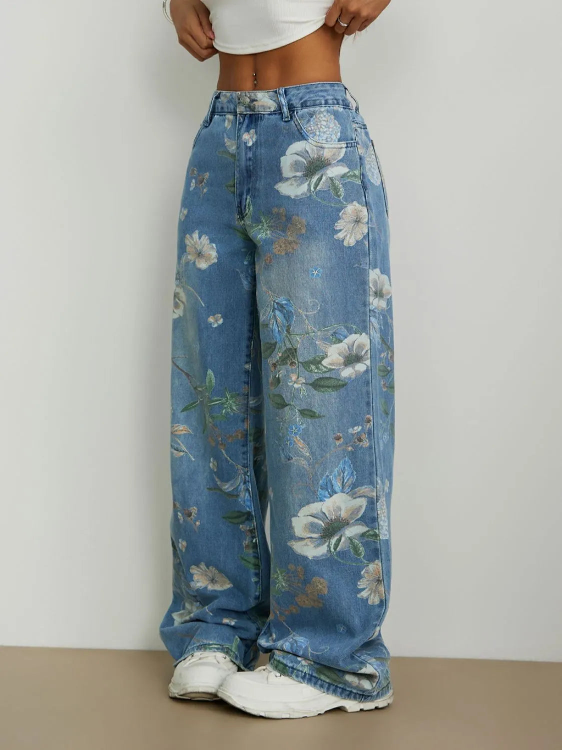 Printed Wide Leg Jeans — product image 5