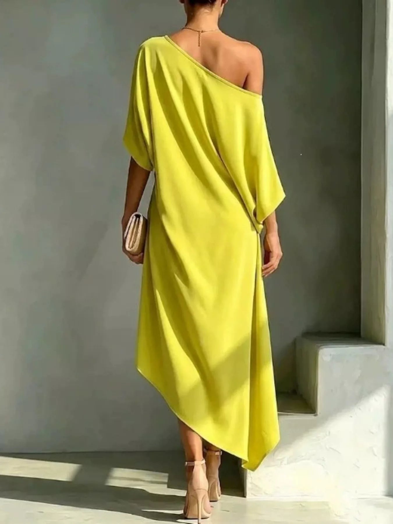 Asymmetrical One-Shoulder Drape Dress — Plus Size — product image 2