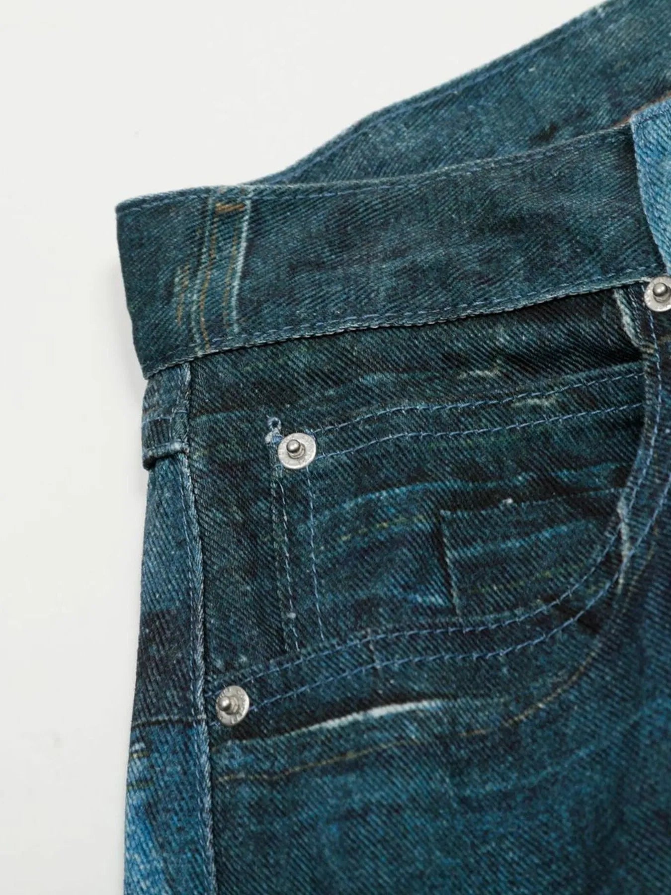 Men's Washed Patchwork Wide Leg Curved Jeans — product image 15