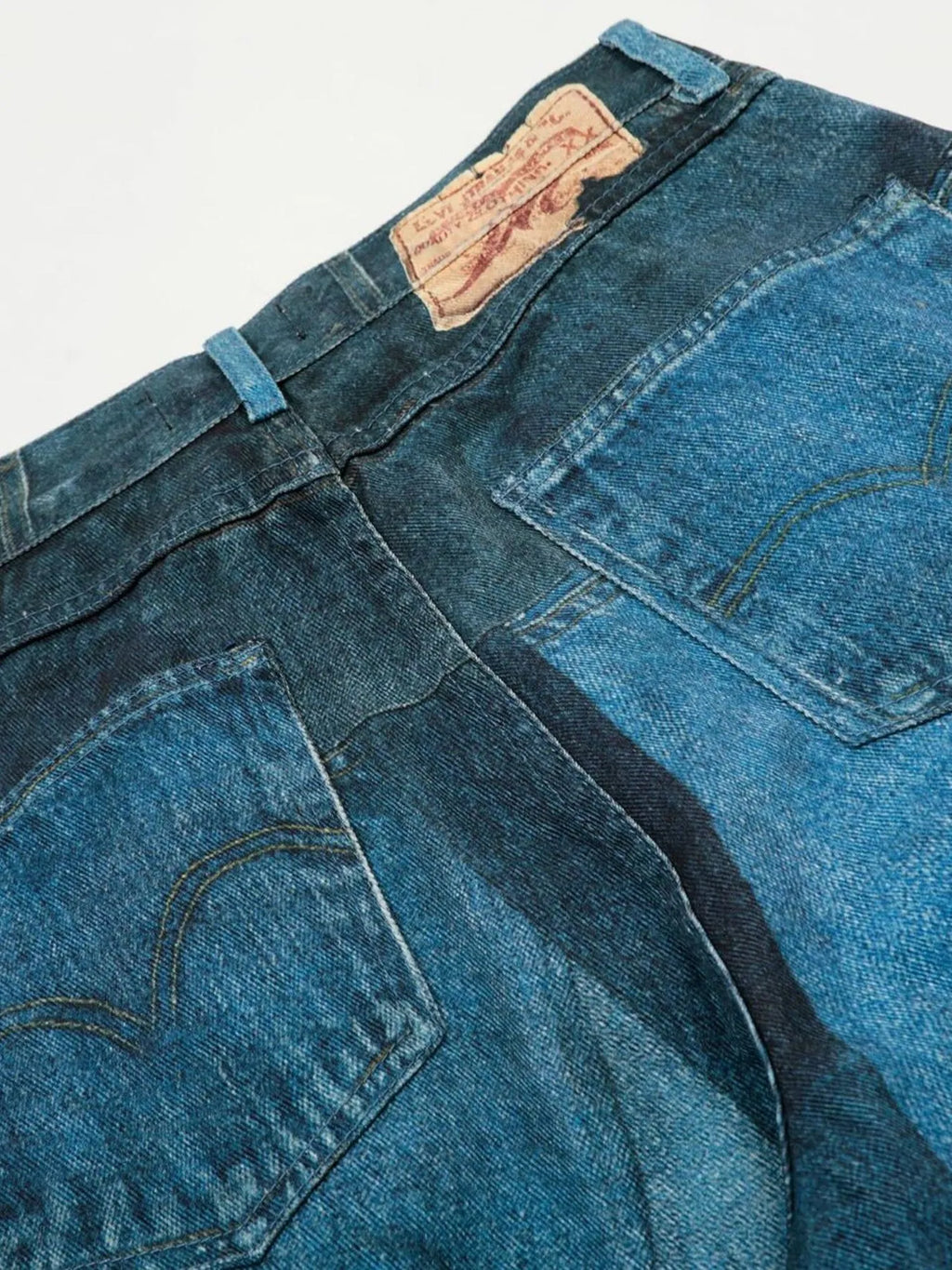 Men's Washed Patchwork Wide Leg Curved Jeans — product image 12