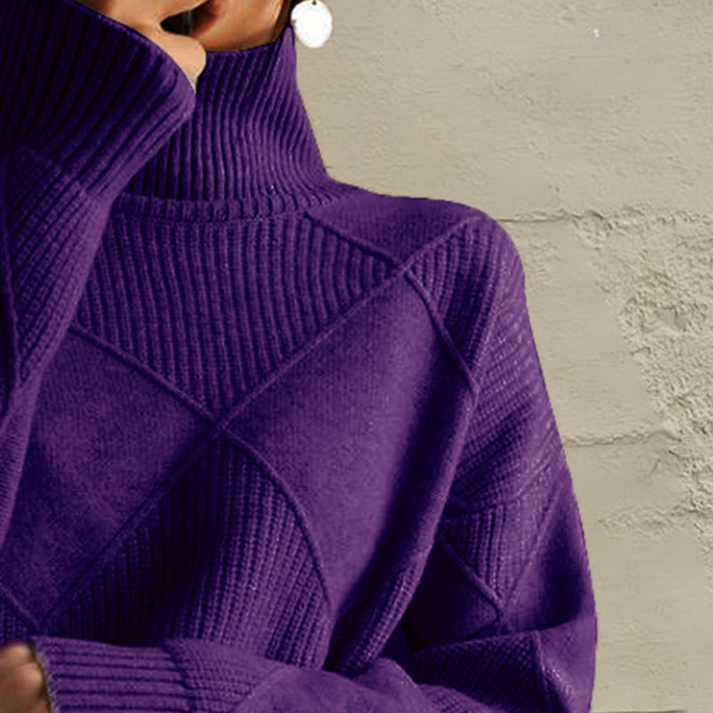 Geometric Turtleneck Long Sleeve Sweater — product image 24