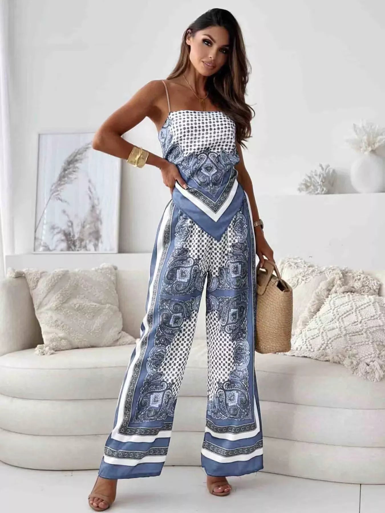 Printed Cami and Wide Leg Pants Set — product image 4