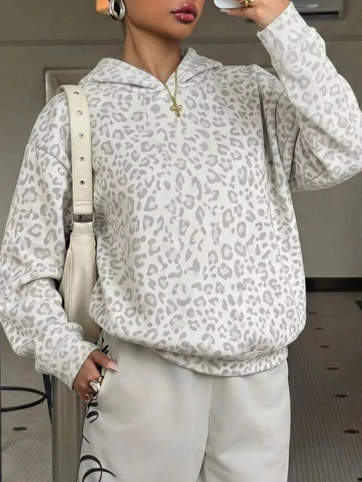 Leopard Dropped Shoulder Hoodie — product image 3
