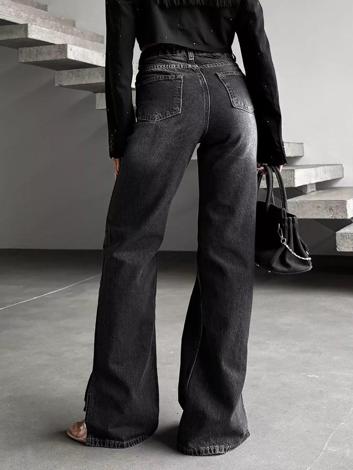 High-Waisted Slit Hem Jeans — product image 5