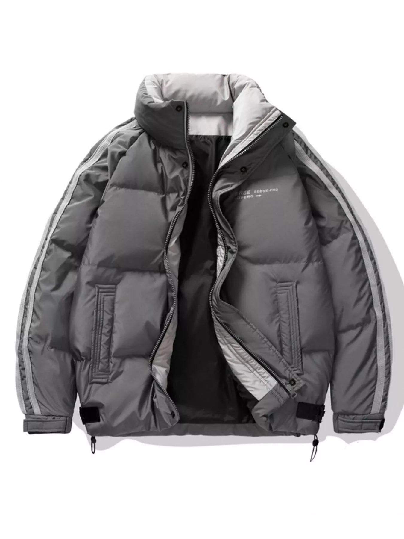 Men's striped padded puffer jacket