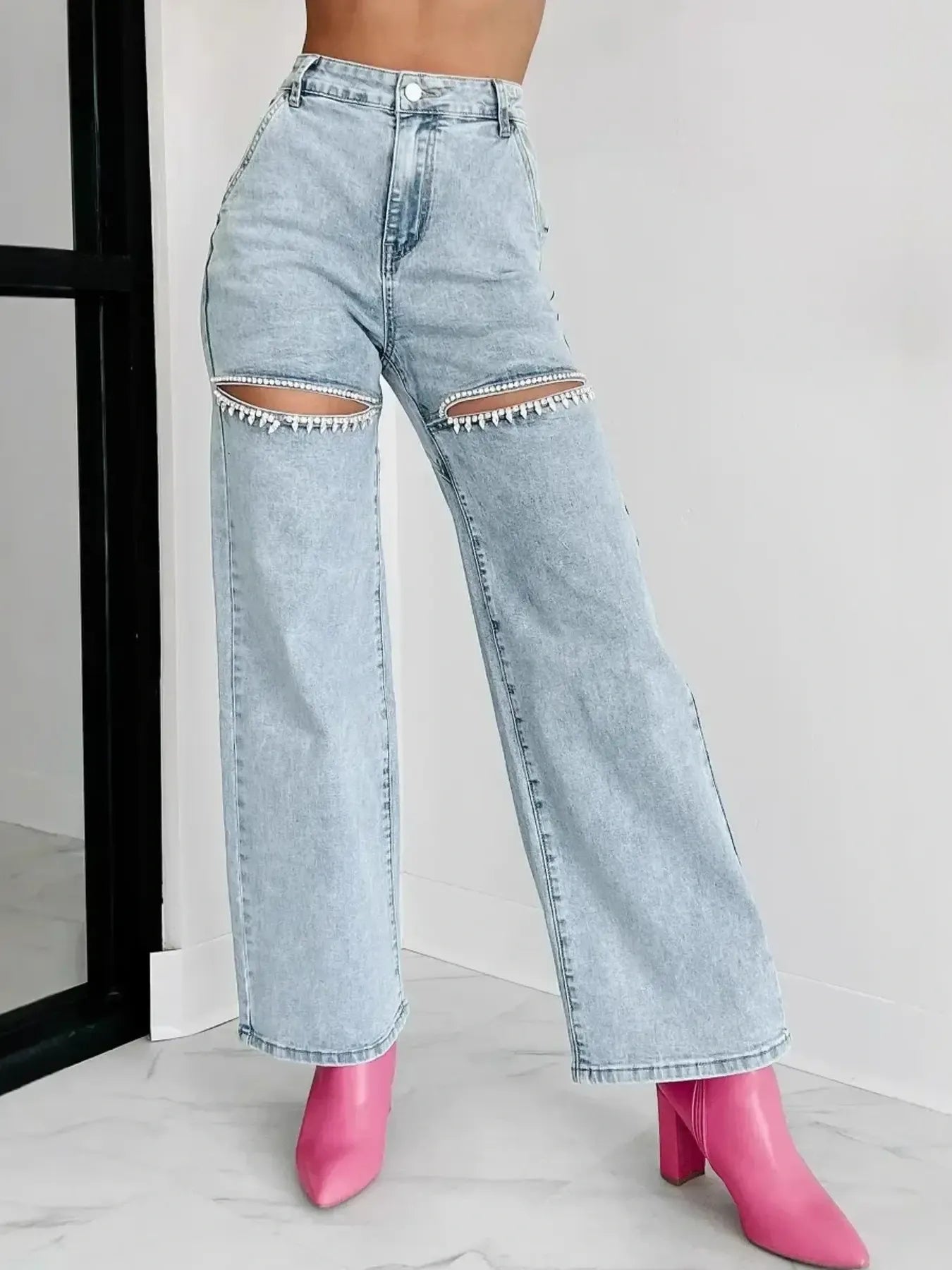 High Waist Cut-Out Wide Leg Jeans — product image 4