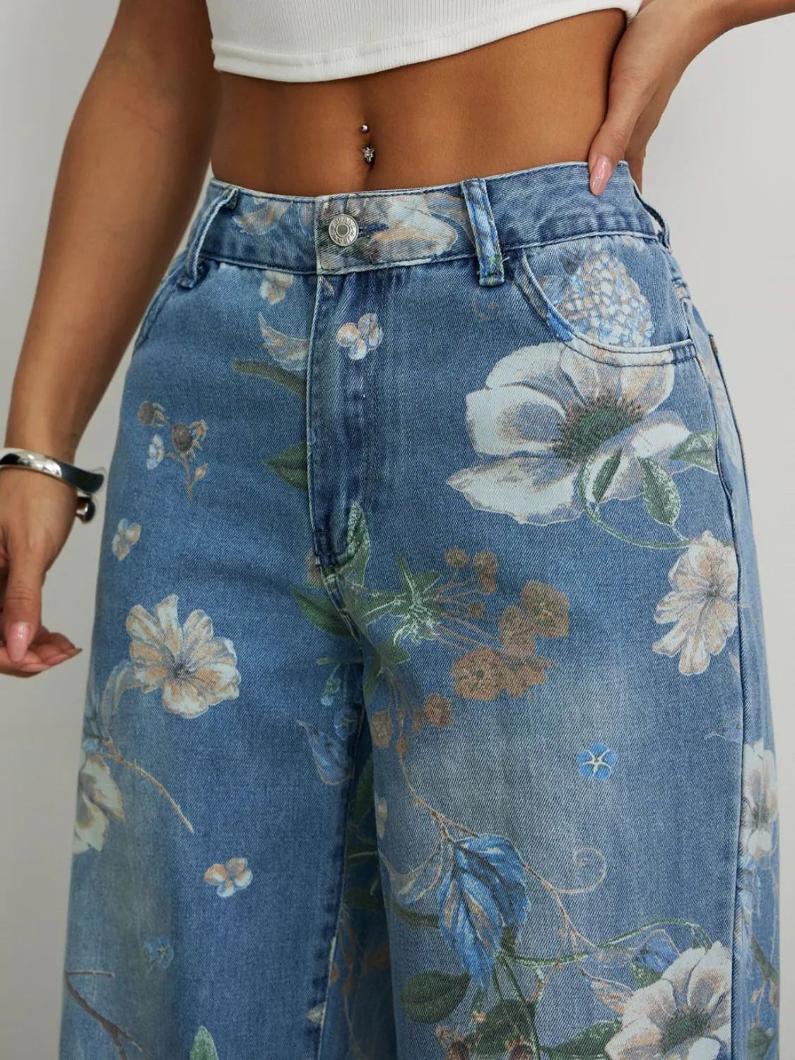 Printed Wide Leg Jeans — product image 3