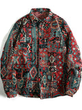 Men's geometric print button up shacket