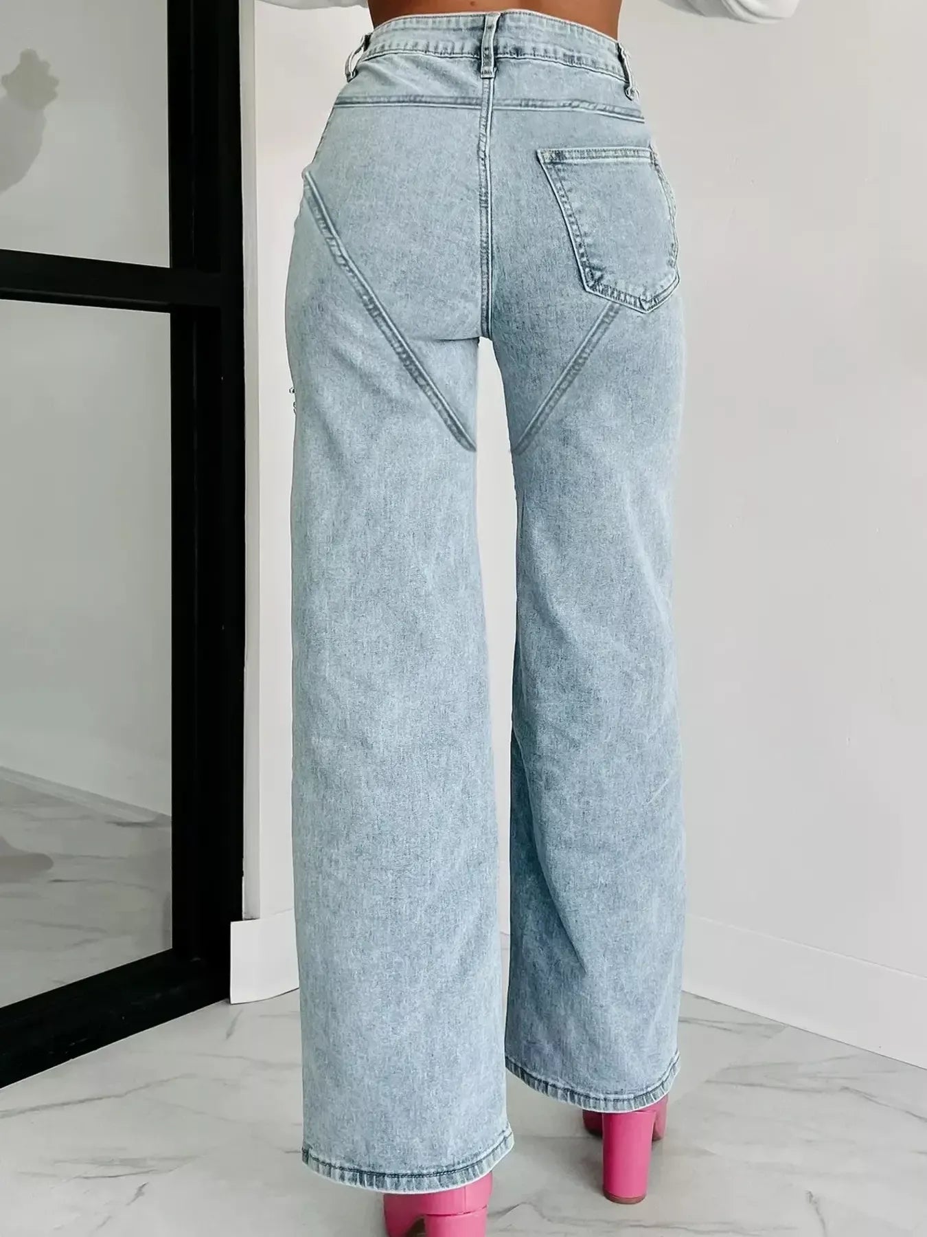 High Waist Cut-Out Wide Leg Jeans — product image 3