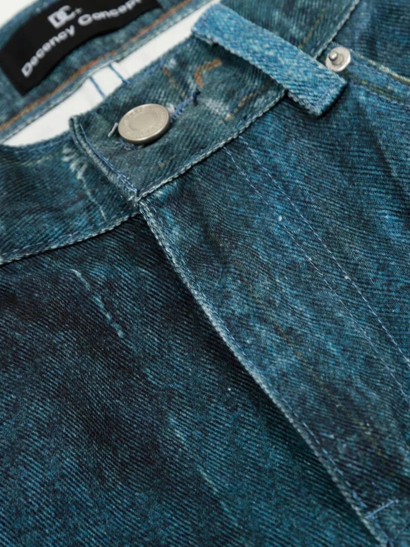 Men's Washed Patchwork Wide Leg Curved Jeans — product image 10