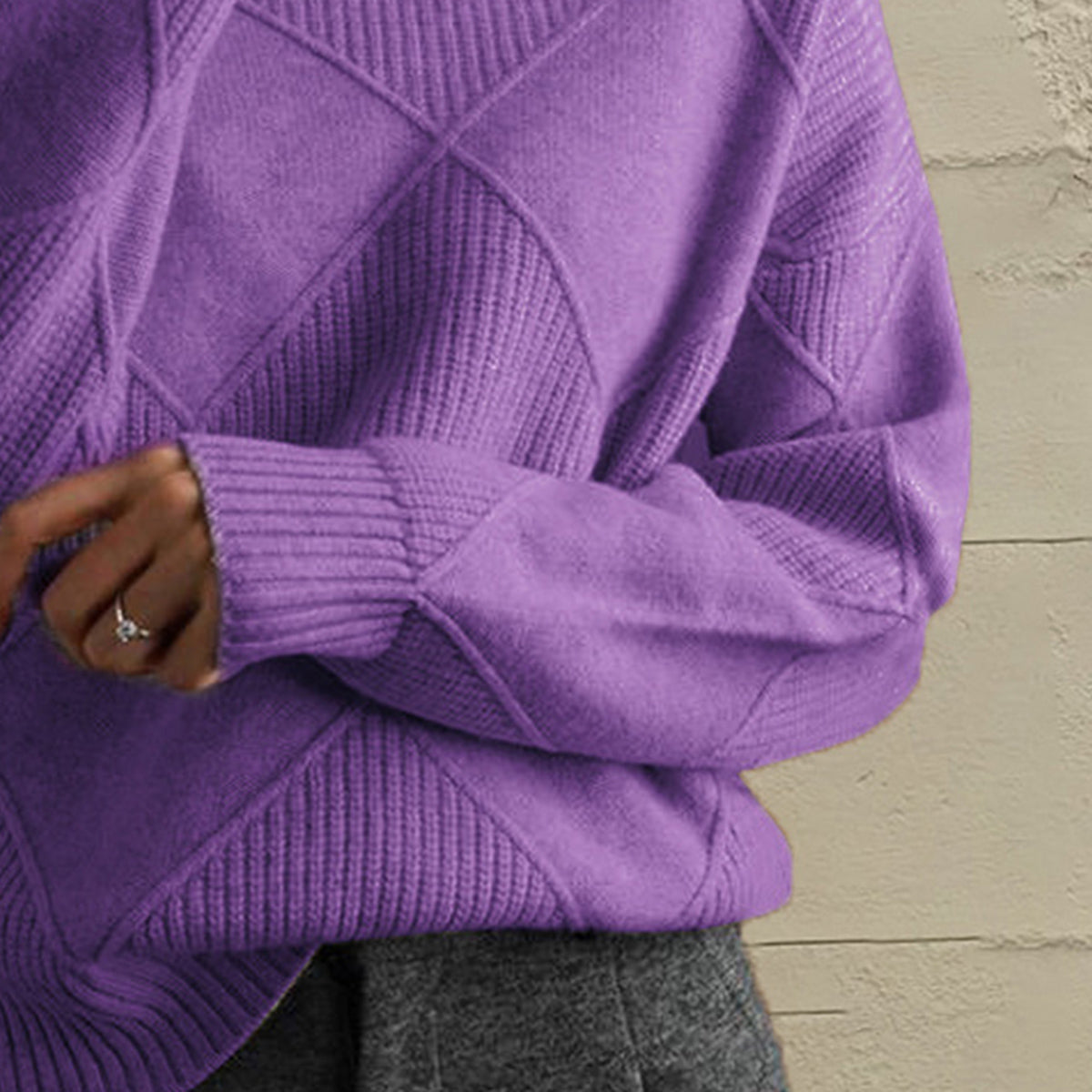 Geometric Turtleneck Long Sleeve Sweater — product image 6
