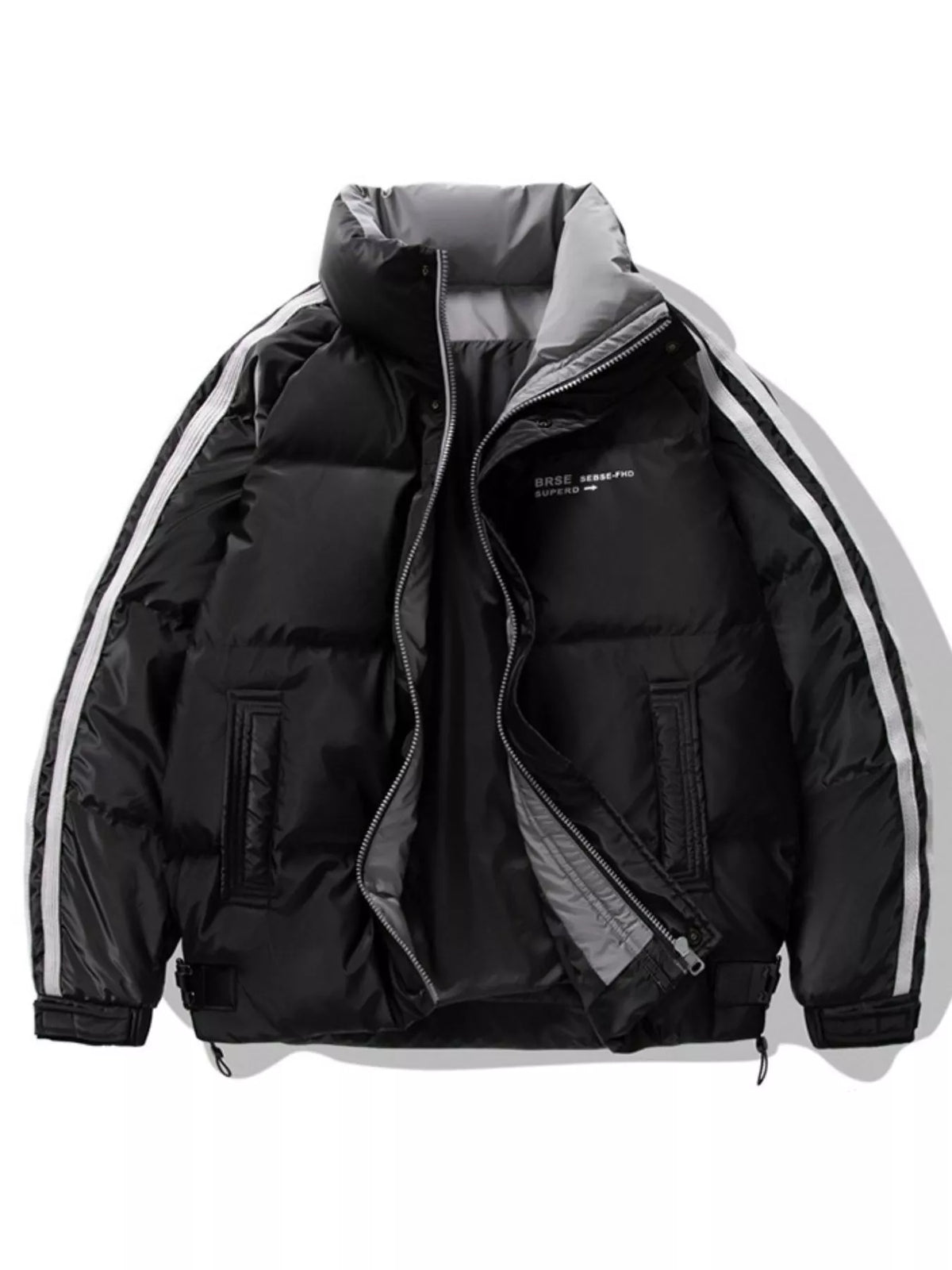 Men's Plus Size Striped Padded Puffer Jacket — product image 2