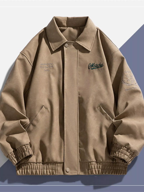 Men's embroidered elastic waist casual jacket