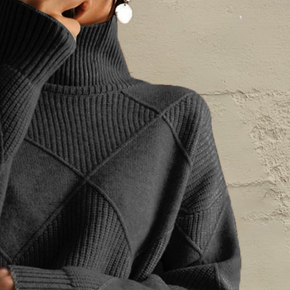 Geometric Turtleneck Long Sleeve Sweater — product image 18