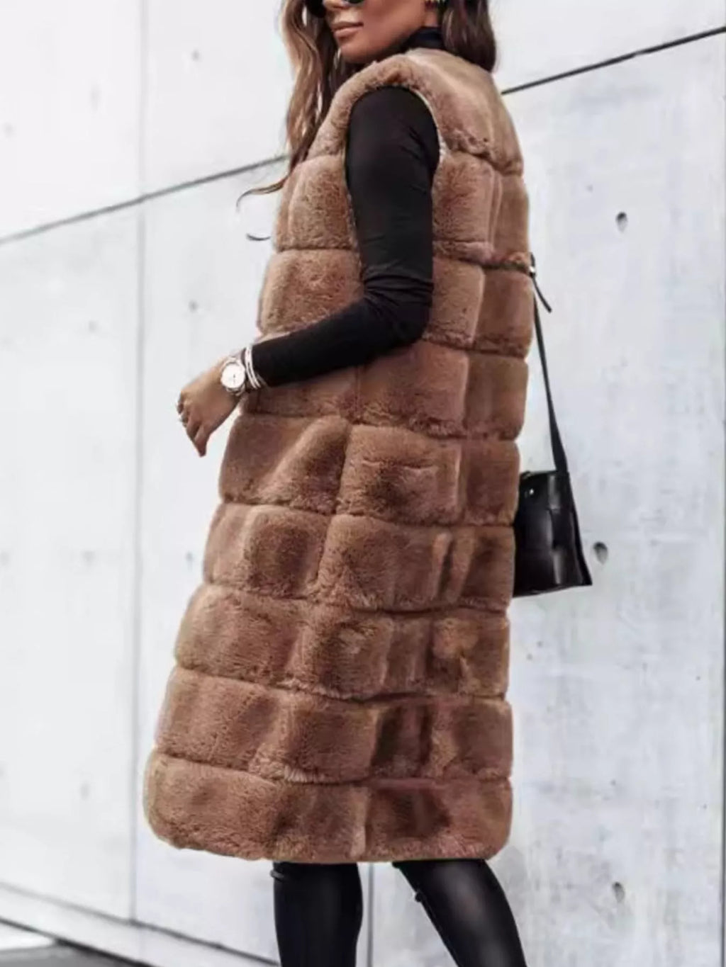 Faux Fur Longline Vest Coat — product image 2