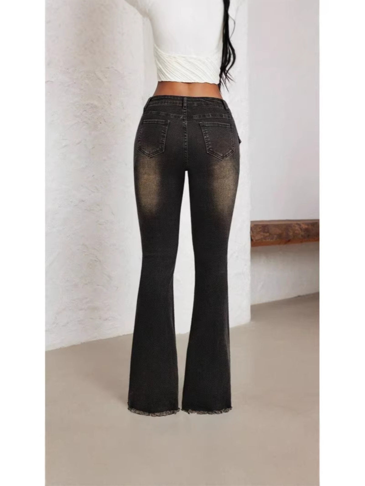 Belted High Waist Flare Jeans — product image 6