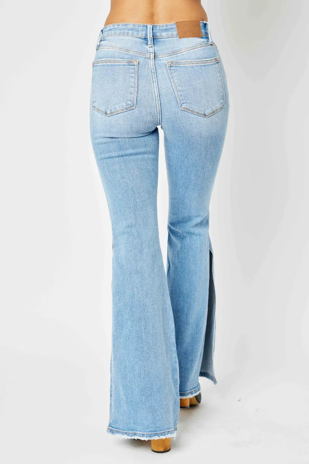 Judy Blue Mid Rise Raw Hem Slit Flare Jeans — product image 3