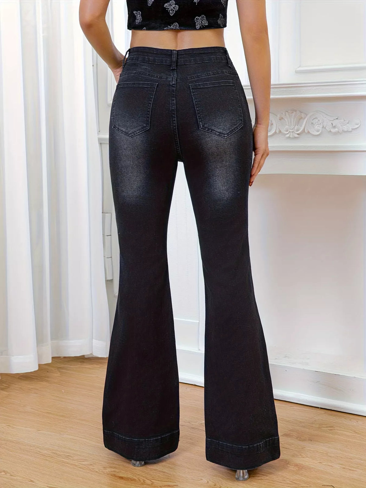 Rhinestone Embellished Flare Leg Jeans — product image 4