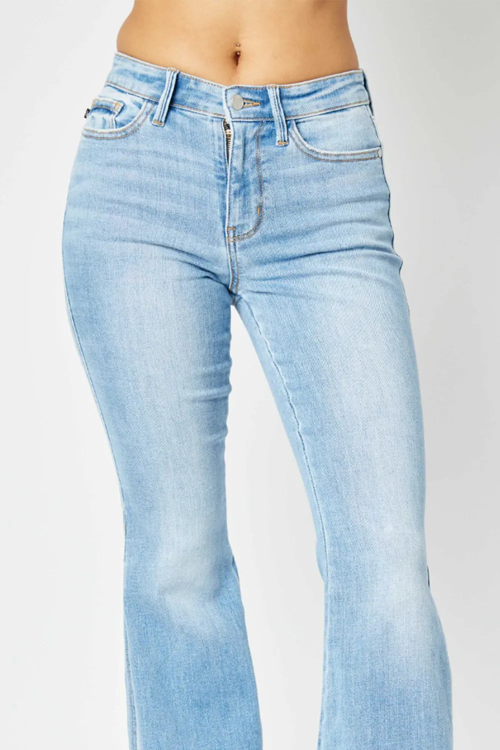 Judy Blue Mid Rise Raw Hem Slit Flare Jeans — product image 2
